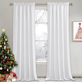 RYB Home White Velvet Curtains 96 inches Long for Bedroom - Luxury Light Reducing Vertical Drapes Simple Home Decoration for Sliding Door Living Room, W52 x L96, 2 Pieces