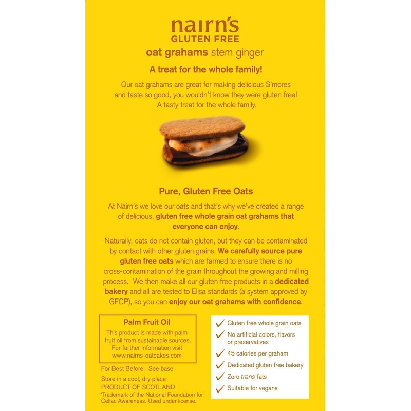 Nairn's Gluten Free Stem Ginger Oat Grahams, 3 Packs/5.64 oz