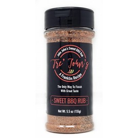 Single Bottle of a Franklin Recipe Tre John's Seasoning Spice The Only Way To Finish With Great Taste (5.5oz, John John's Sweet BBQ Rub)