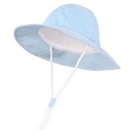 Connectyle Toddler Baby Adjustable Bucket Hat Kids UPF 50+ Sun Protection Hat Breathable Summer Beach Hat Light Blue M