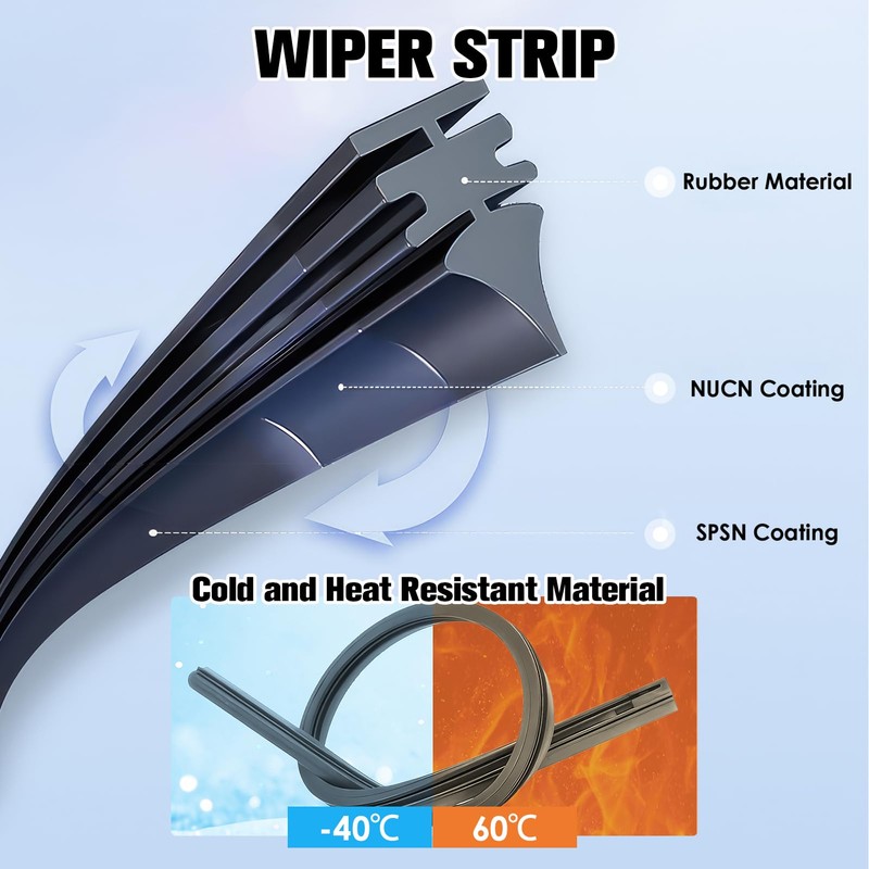 Set of 4 Black Rubber Wiper Blades 800mm