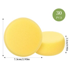 Pack of 30 Painting Sponge, Yellow Round Painting Sponge, Craft Hobbies Painting Sponge, Cleaning Synthetic Sponges, Cleaning Art Sponges for Crafts, Paint, Face Painting, Hobbies (Yellow)