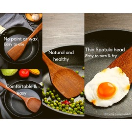 MyFurtive Wooden Spatulas - Eco-Friendly, Durable & Ergonomic Kitchen Utensils - Non-Scratch Cooking Tools for Stirring, Flipping & Serving - Set of 2 (12.8” & 12”)
