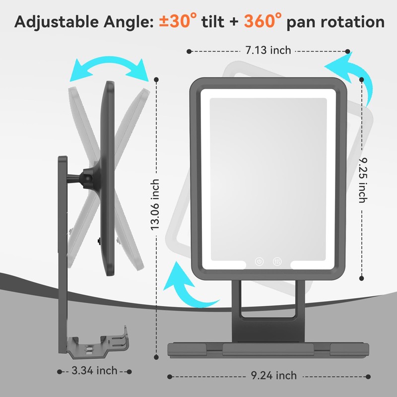 GURUN Heated Shower Mirror Fogless for Shaving, 360° Adjustable Shaving