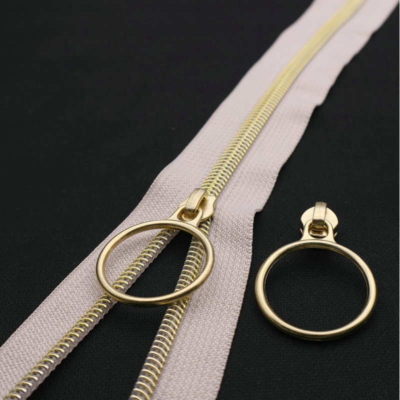 Leekayer #5 Gold Metallic Nylon Coil Zippers by The Yard