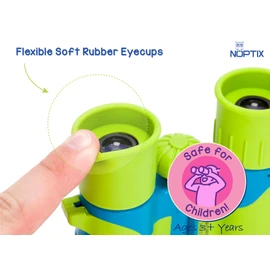 Binoculars for Kids, Girls or Boys Real Kids Binoculars in Vibrant Green Blue - Includes Sticker Book with 40 Bird Species - Small Toys for Toddlers