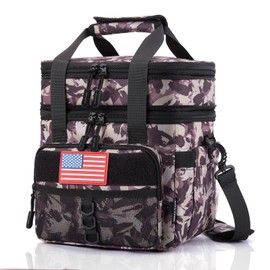 JOYHILL Lunch Bag & Lunch Box for Men Women- Tactical Insulated, Leakproof, and Expandable Double-Deck Cooler Bag for Work Camping Picnic Beach Daytrip - Durable Lunch Bag for Adults,18 L/24 Can