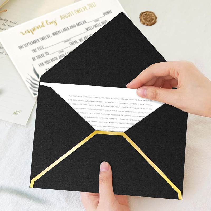 AVERZELLA 100 Pack 5x7 A7 Envelopes for Invitations, Black and