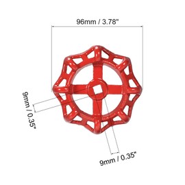 Recogwood Faucet Wheel Grip Valve, Slider Replacement, Outer Tap Tube, Bib Wheel Grip, Square Brooch 9x9mm, Wheel Outer Diameter 96mm, Painted Cast Steel, 2 Pieces