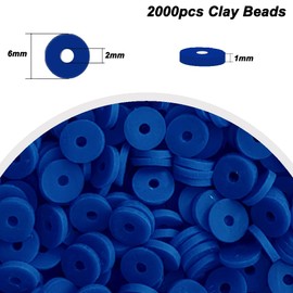 2000pcs Royal Blue Clay Beads for Bracelets Making Heishi Polymer Disc Clay Bead Flat Spacer 6mm for Jewelry Earrings DIY Crafts