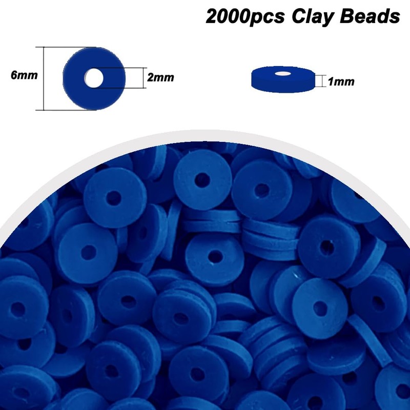 2000pcs Royal Blue Clay Beads for Bracelets Making Heishi Polymer