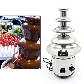 4-Tier Chocolate Fondue Fountain Electric Stainless Steel Chocolate Cream Cheese Melting Machine Commercial Home 110V 170W for Party Restaurant Weddin