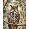 2026: Large Monthly Calendar Planner – Watercolor Great Horned Owl