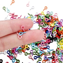 Zopseet 300 Pcs Colorful Mini Screw Eye Pins Kit Small Screw Eye Pins Hooks Self-Tapping Eyelets Mini Screw Eye Bails for Jewelry Making Findings DIY Crafts 5x10mm