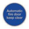 Fire Exit Signs, Disc, Door Signage, Satin Stainless Steel, Blue