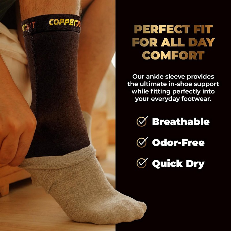 CopperJoint Athletic Foot Ankle Compression Sleeve – Pull On Copper