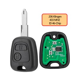 433Mhz Ask Car Remote Control Key for Citroen C1 C2 C3 Picasso Xsara Peugeot Straight Remote Control with Electronic ID46 Chip with Screwdriver and Key Ring with 206 (NE73) Blade