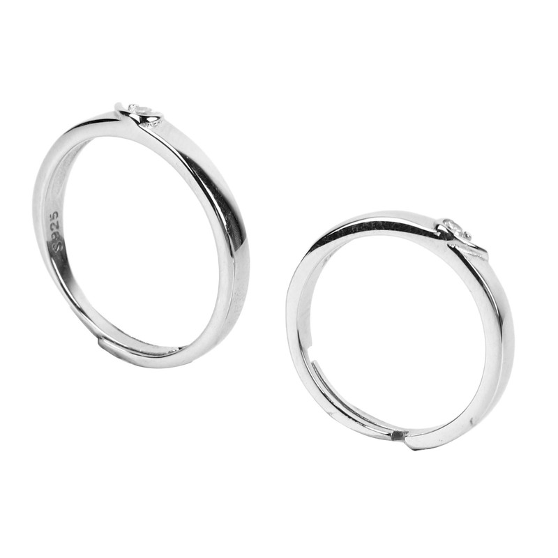 1 Pair Couple Rings Silver Men Women Finger Ring Accessory