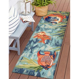 Liora Manne Ravella Indoor/Outdoor Durable Hand-Tufted UV Stabilized Rug- Tropical Fish Ocean 2' x 8'