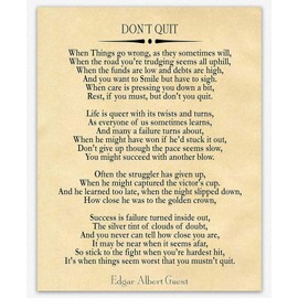 Wallbuddy Don't Quit Motivational Poem - Inspiring Poem Poster (8 x 10, Parchment)