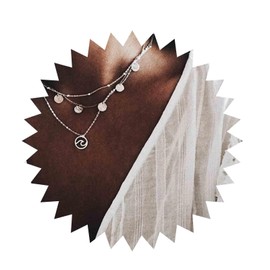 Allereya Vintage Layered Wave Necklace Sequins Disc Dangle Necklace Circle Wave Pendant Necklace Silver Pearl Satellite Chain Geometric Necklace Jewellery for Women and Girls, Metal, Pearl