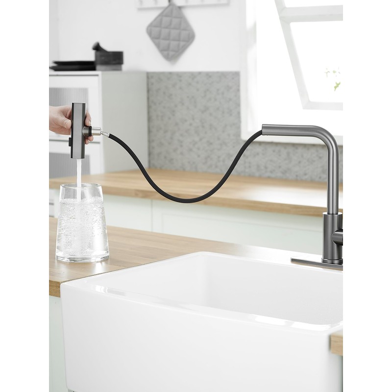 Kitchen Faucets with Pull Down Sprayer,Waterfall Kitchen Sink Faucet,Commercial Utility