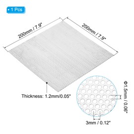 PATIKIL 7.9" L x 7.9" W Perforated Metal Plates, 16Ga 0.06" Hole 304 Stainless Steel Mesh Stagger Expanded Perforated Metal Plate for Ventilation and Filtration