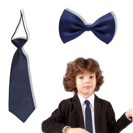 COYUN Fliege Kinder Jungen mit einstellbarem Band,Kinder Krawatte und Fliege Set Fliege und verstellbare Vorbindung für Jungen, perfekt für Abschlussfeiern Anzug festlich (Navy blau)