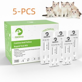 5 Pcs (FIV+FeLV) Feline Immunodeficiency & Leukemia  Rapid Combo Test Kits for Cats Health