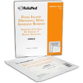 ReliaMed Sterile Latex-Free Foam Island Dressing with Adhesive Border 6" x 6" with 4" x 4" Pad