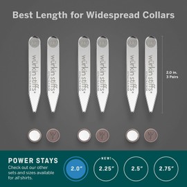Würkin Stiffs 2.0-inch Power Stays Magnetic Collar Stays 3 Pair Includes (6) 2.0” Power Stays with Storage Case Metal Shirt Collar Stays for Men Clothing As Seen on Shark Tank