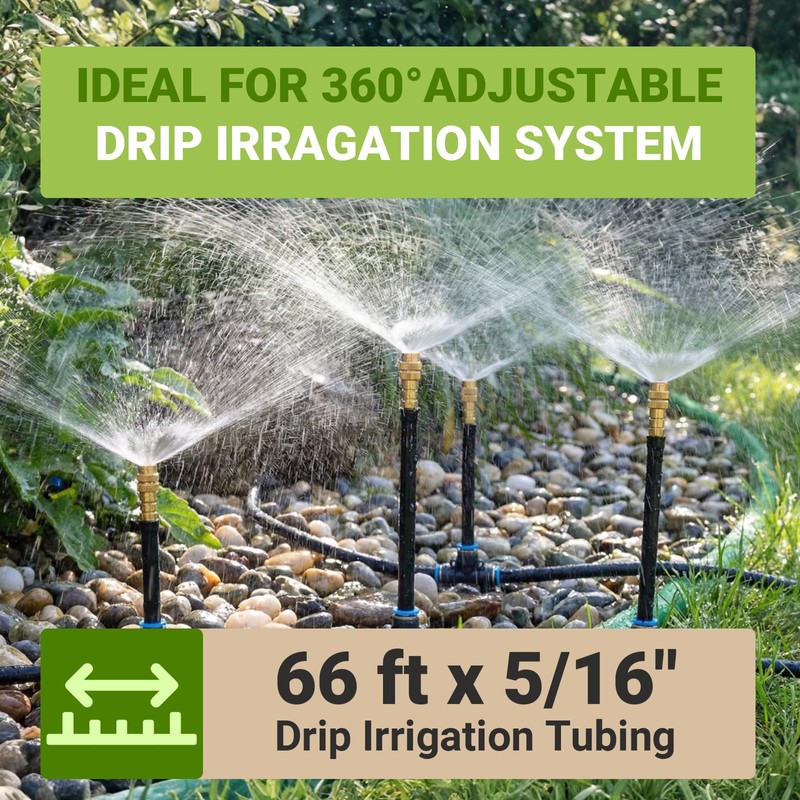66FT 5/16in Drip Irrigation Hose for 360 ° Adjustable Drip