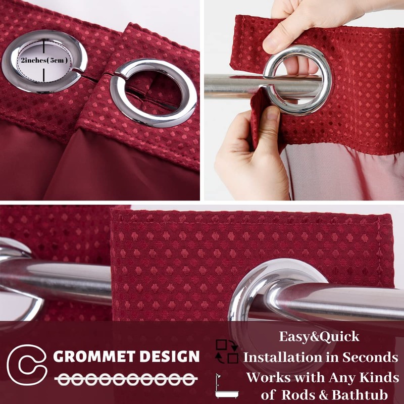Ecoehoe Hotel Grade Waffle Weave Fabric Hook Free Shower Curtain