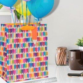 Glick Luxury Gift Bag, Thank You Teacher Gift Bag, Gift Bag for Teacher, Pencils Thank You Design, 26w x 31.5h x 13.5d cms, Multi-Coloured