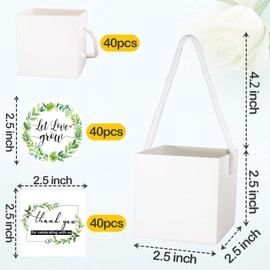 ENYOUNG 40pcs Succulent Wrap Bags with 40pcs Thank You & Let Love Grow Stickers, White Kraft Paper Gift Box for 2.5 Inch Pots Wedding, Baby Shower, Succulent Party Favors for Guests