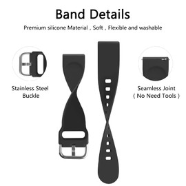 3 Pack Bands Compatible with Gizmo Watch Band Replacement for Kids, Soft Silicone Adjustable Sport Strap Replacement Wristbands for Verizon Gizmo Watch 2 / Gizmo Watch 1 Smartwatch Boys Girls (Black+White+Gray)