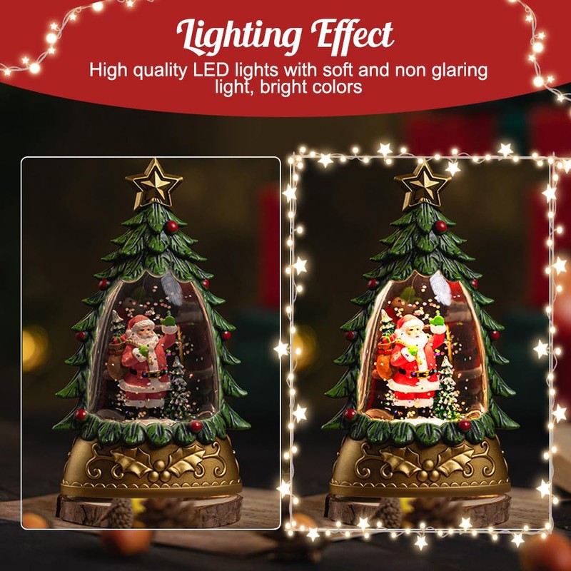 Christmas Snow Globe Lantern, Lighted Water Glittering Lantern, Christmas Festival