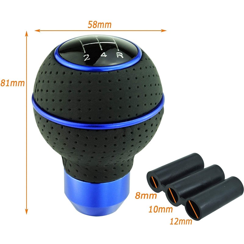 Lunsom Leather Gear Stick Knob 5-Speed Shift Head Manual Shifter