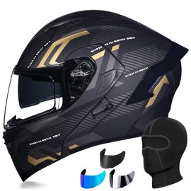 Motorcycle Helmet for Men Motorcycle Flip-Up Helmet Motorcycle Helmet with DOT/ECE Certification Full Face Helmet with Double Visor Scooter Moped Helmet Modular Helmet for Motorcycle Helmet