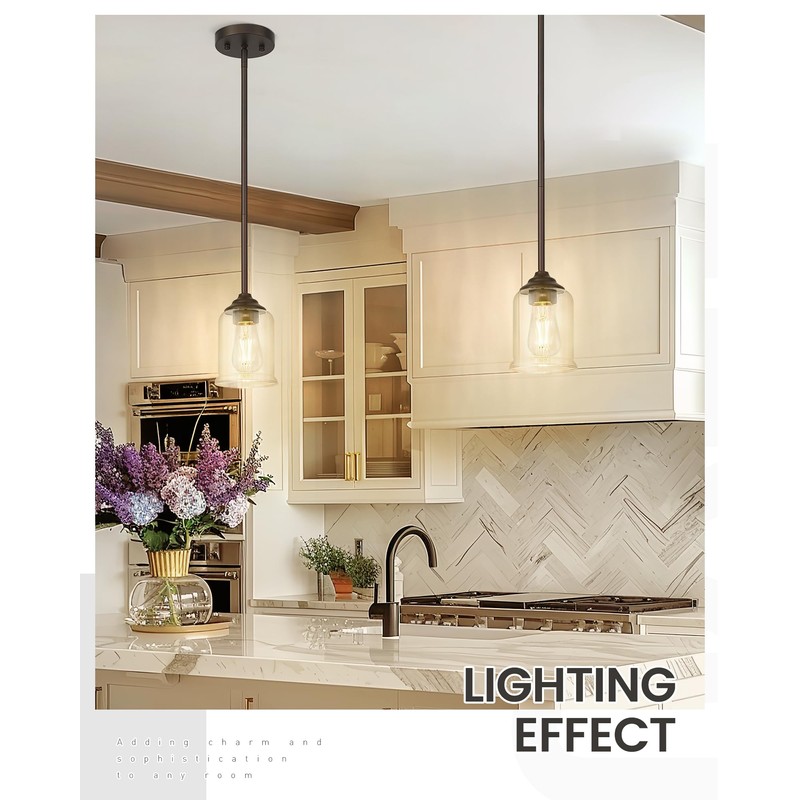 zeyu Farmhouse Hanging Pendant Lights 2 Pack, Modern Pendant Lights