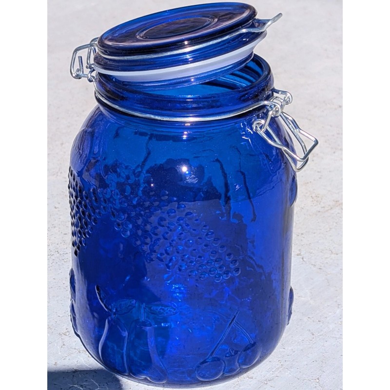 Circleware Blue Orchard cobalt blue colored glass Jars, 2 piece: