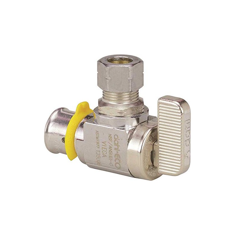 Viega 2842.4ZL Chrome-Plated Steel PEX Angled Stop Valve, 1/2" x