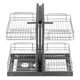 Happybuy Min Opening Blind Corner Pull Out Organizer,15" W,Left & Right Open Compatible, 2 Tier 4 Shelf Kitchen Cabinet Organizer, Chrome Carbon Steel Storage Basket, Slide Out Storage Organizer