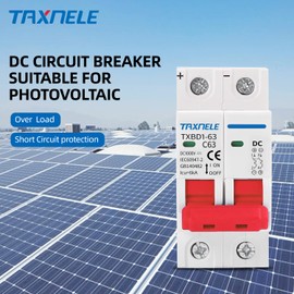 DC Miniature Circuit Breaker 2P 1000V 63A Solar Mini Circuit Breaker Battery Switch Thermal Magnetic Trip DIN Rail Mount DC Disconnect Switch for Photovoltaic PV System (20A)