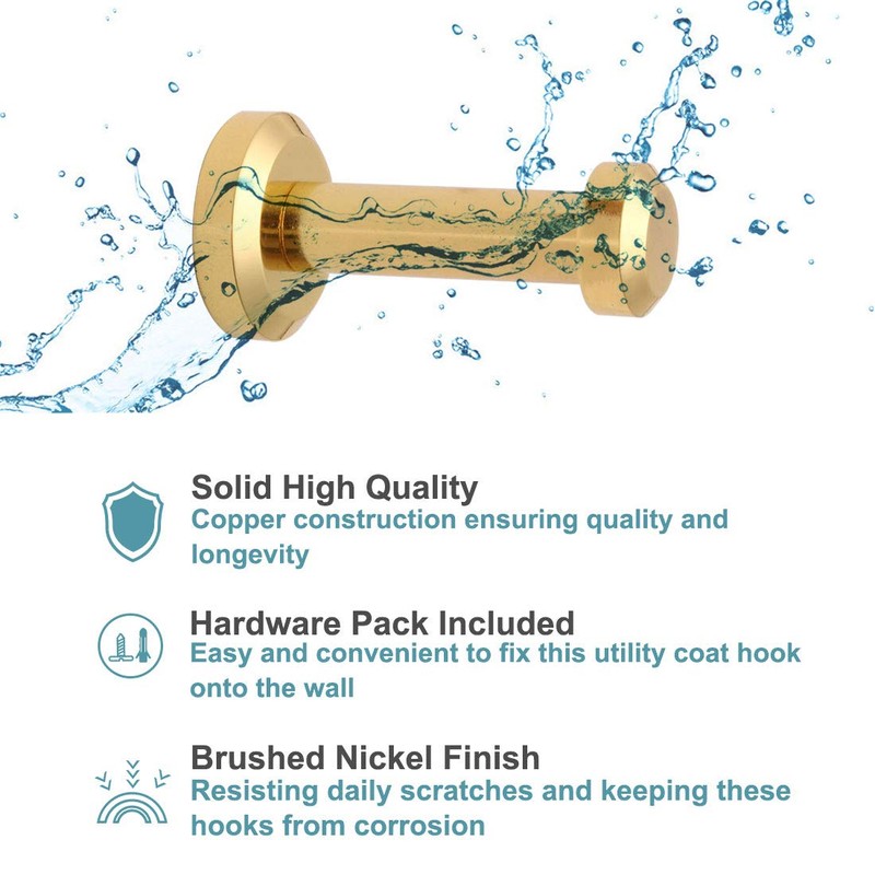 sourcing map 4pcs Wall Hook Copper Wall Mounted 1.8 Inch