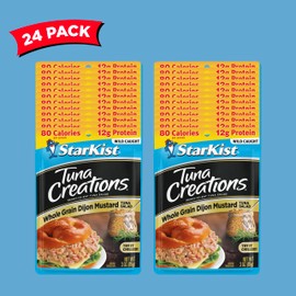 StarKist Tuna Creations Whole Grain Dijon Mustard Tuna Salad, 3.0 oz Pouch (24 Pack) Ready to Eat Wild Caught Tuna, 12g Protein Per Serving, Gluten Free, Kosher, Perfect for Salads, Meals and Snacks
