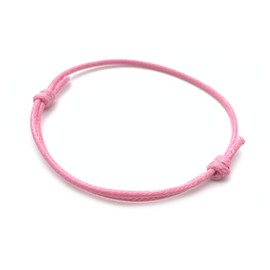 [2 Stück] Dezentes einfaches Armband | Handgemachtes dünnes Surfer Band aus gewachster Baumwolle | Geschenk Freundschaftsarmband | Viele Farben (2 Stück, Rosa)