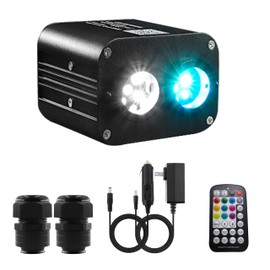 ATOKEE 20W Dual Color Dual Head Fiber Optic Light Box for Starlight Headliner, Twinkle Effect & Music Mode, Bluetooth App/RF Remote Control, Car Plug & Power Adapter, PG Connector & 3 Drill Bits