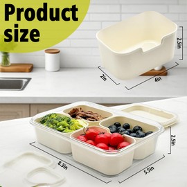 BEWITU Snackle Box Container 2-Pack - 4 Compartments Divided Serving Tray with Lids & Handles, lunch bento box for Adult Kids, Safe Snack Organizer for Candy/Fruits/Nuts for Travel & Party