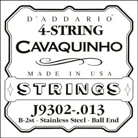 D'Addario J9302 Plain Steel Single Cavaquinho String, .013